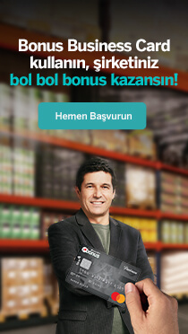 Bonus Business Card ile şirket harcamaları için kartınızı kullandıkça bonus kazanırsınız.