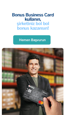 Bonus Business Card ile şirket harcamaları için kartınızı kullandıkça bonus kazanırsınız.