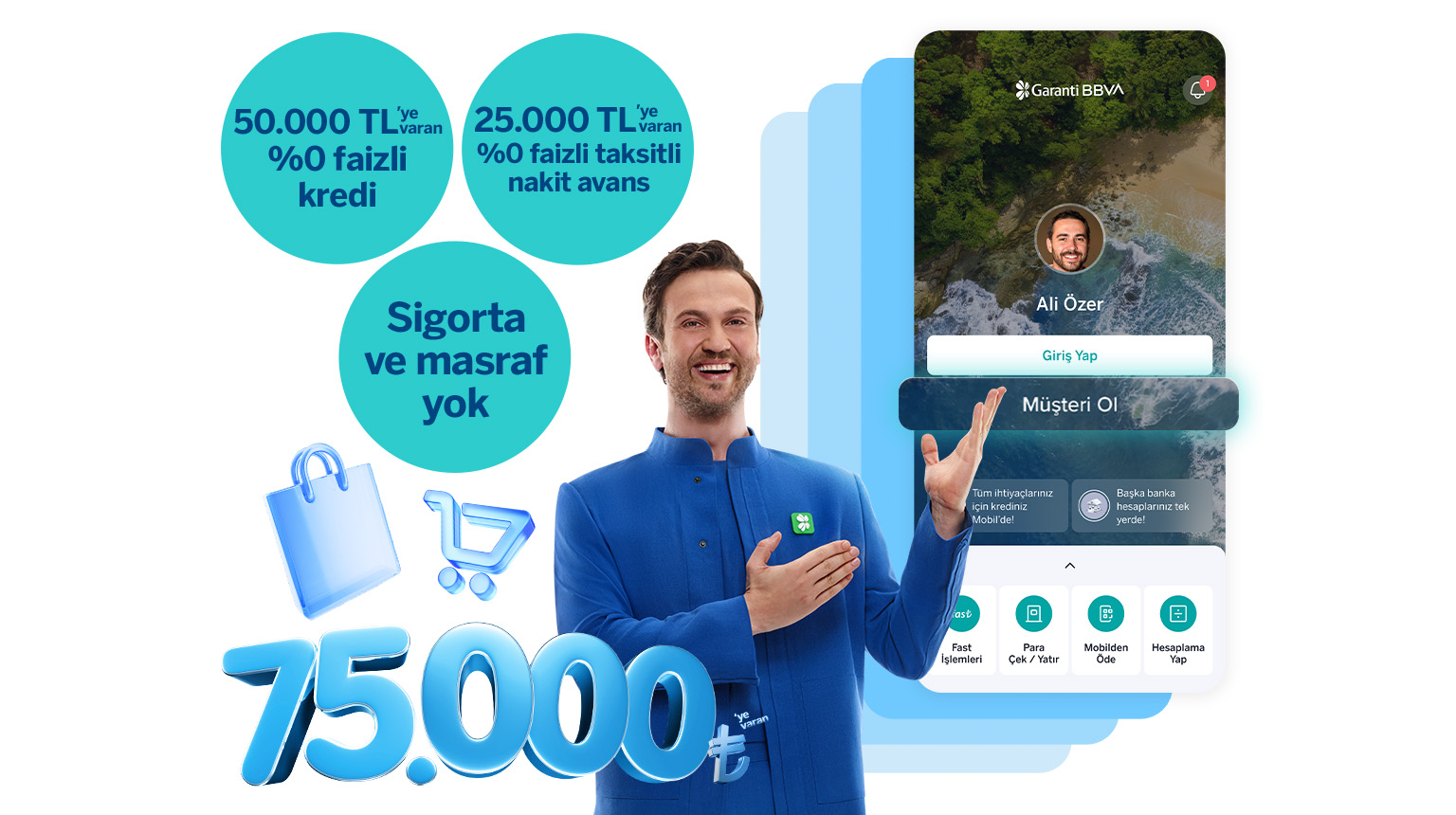 75.000 TL'ye Varan Faizsiz Kredi ve Taksitli Nakit Avans Kampanyası