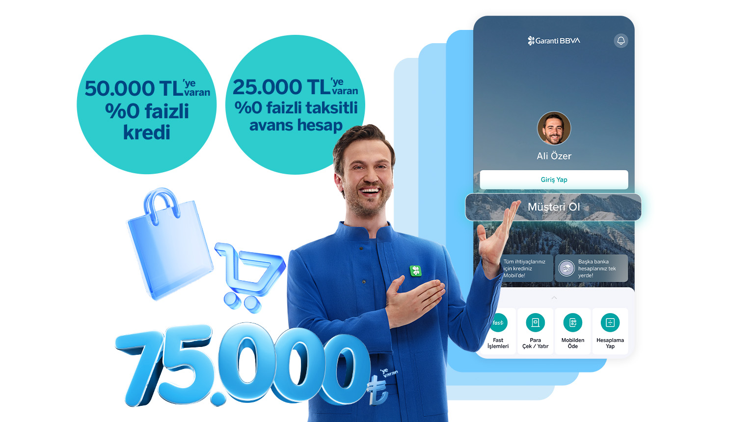 75.000 TL'ye Varan Faizsiz Kredi ve Taksitli Avans Hesap Kampanyası