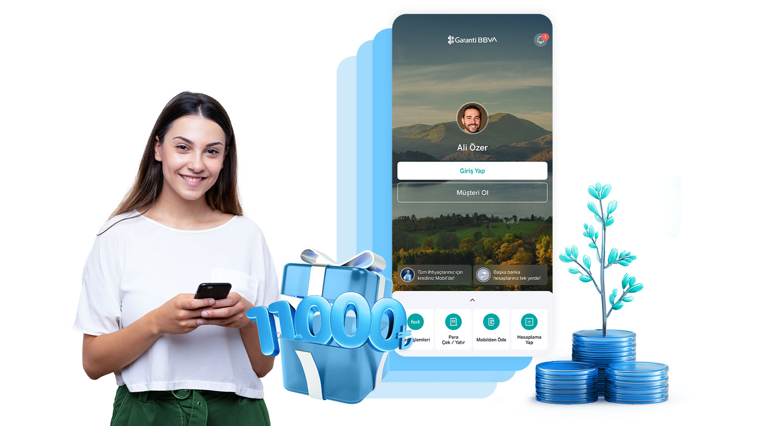 Garanti BBVA Mobil’den müşterimiz olun, BES’te 11.000 TL’ye varan Bonus fırsatından yararlanın.