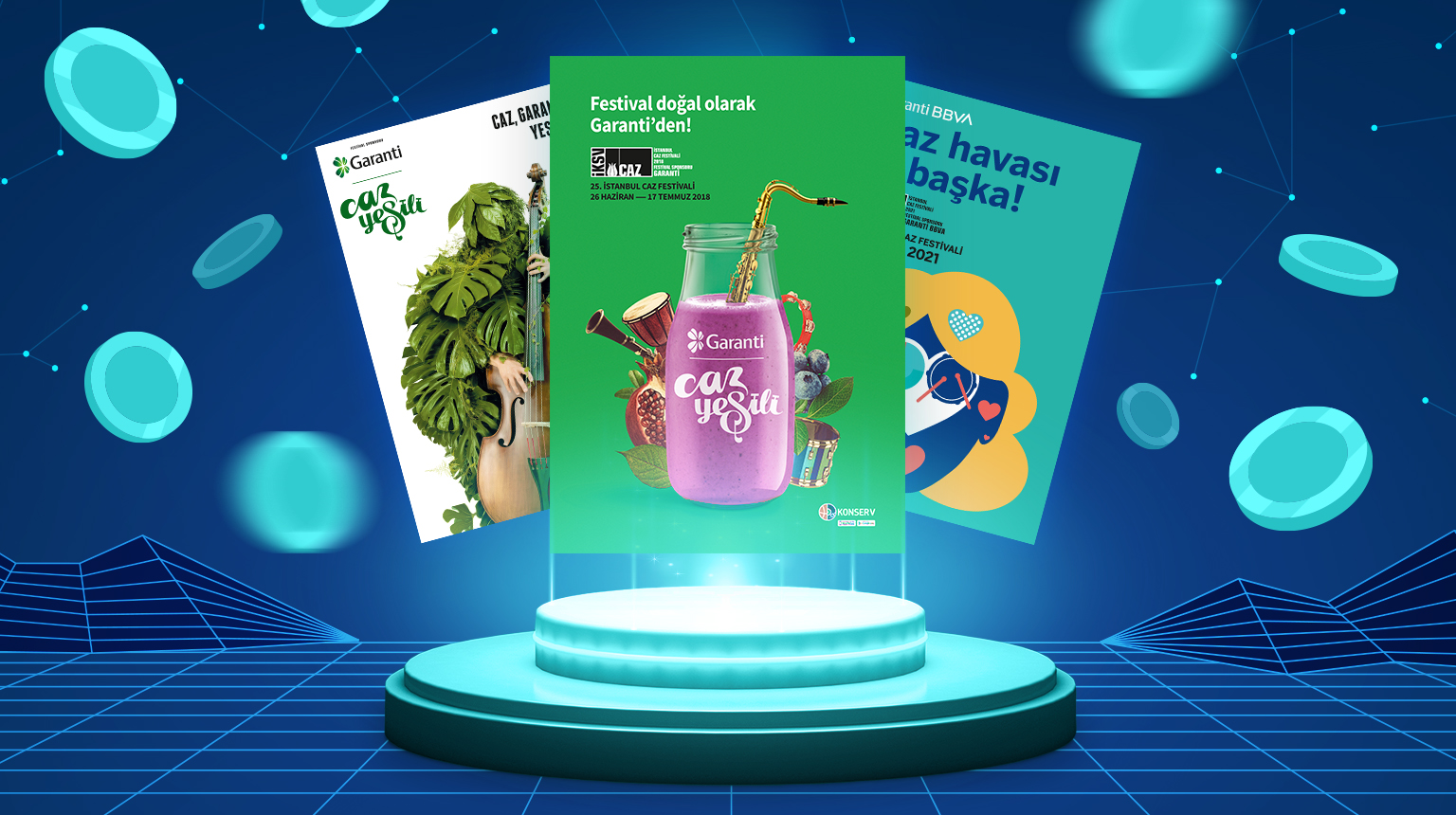 İstanbul Caz Festivali’nin 25. yılında, ikonik festival afişlerinden oluşan 25 parçalık NFT Koleksiyonu’nu müşterilerimize hediye ediyoruz.