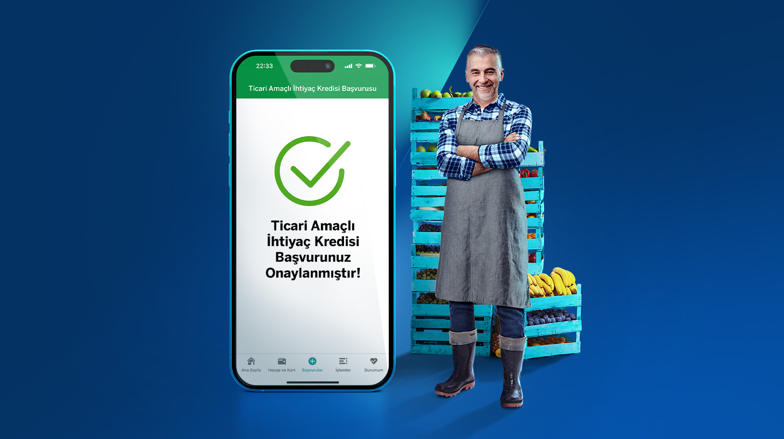 Esnaf ve KOBİ müşterilerimize özel, %3,45’ten başlayan faiz ve 36 aya varan vadelerle ticari amaçlı ihtiyaç kredisi Garanti BBVA Mobil ve İnternet’te!