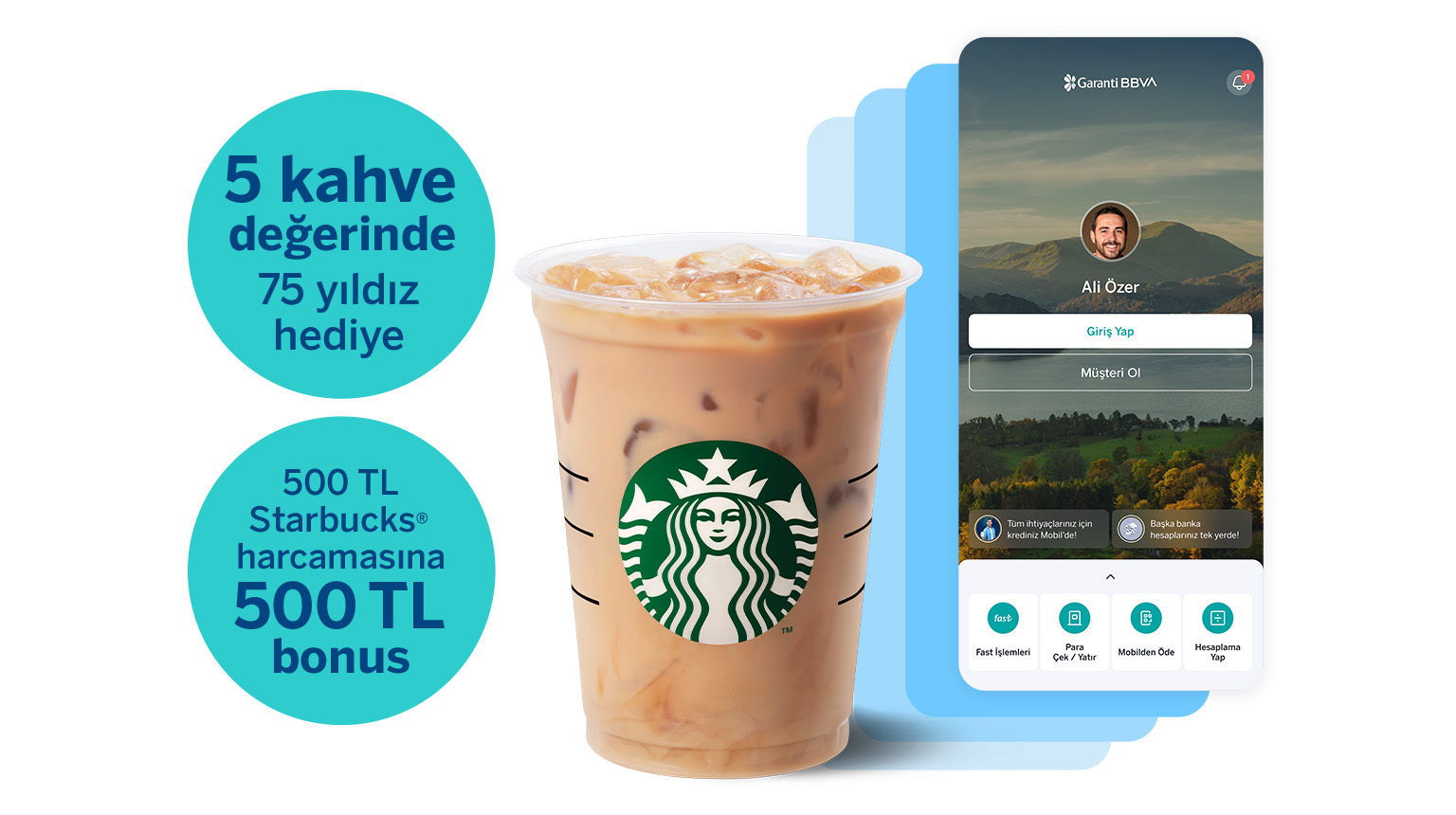 Mobil’den müşterimiz olun, Starbucks’tan 5 kahve değerinde 75 yıldız hediye kazanın! Üstelik, Bonus ile 500 TL ve üzeri Starbucks harcamanıza 500 TL bonus fırsatından yararlanın!