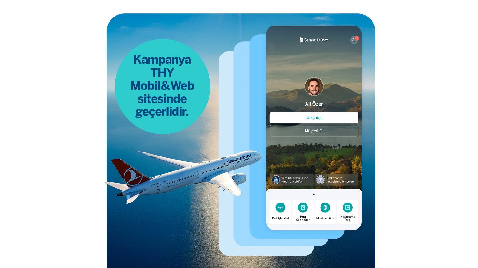 THYMIL26 koduyla Garanti BBVA Mobil’den müşterimiz olun, Miles & Smiles kredi kartına başvurun. Onaylanan kartınızla Türk Hava yolları mobil uygulaması ve web sayfası üzerinden satın alacağınız 3.000 TL ve üzeri uçak bileti ödemelerinde 1.500 TL kartınıza nakit iade fırsatından yararlanın!