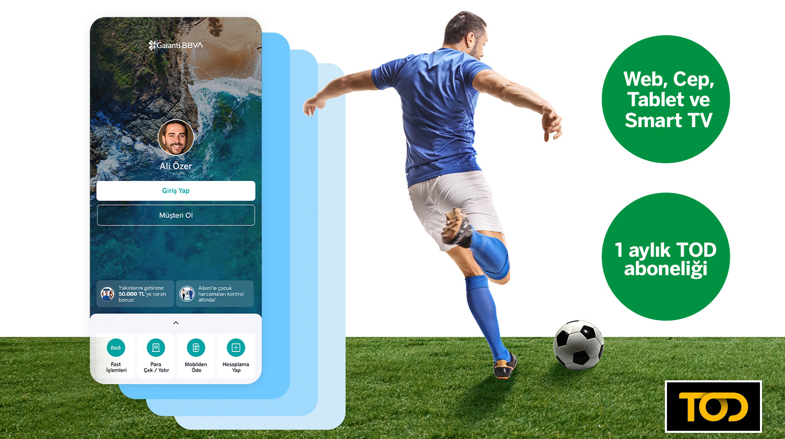SUPERLIG kodu ile Garanti BBVA Mobil’den müşterimiz olun, TOD’da 1 aylık Süper Lig paketi kazanın!