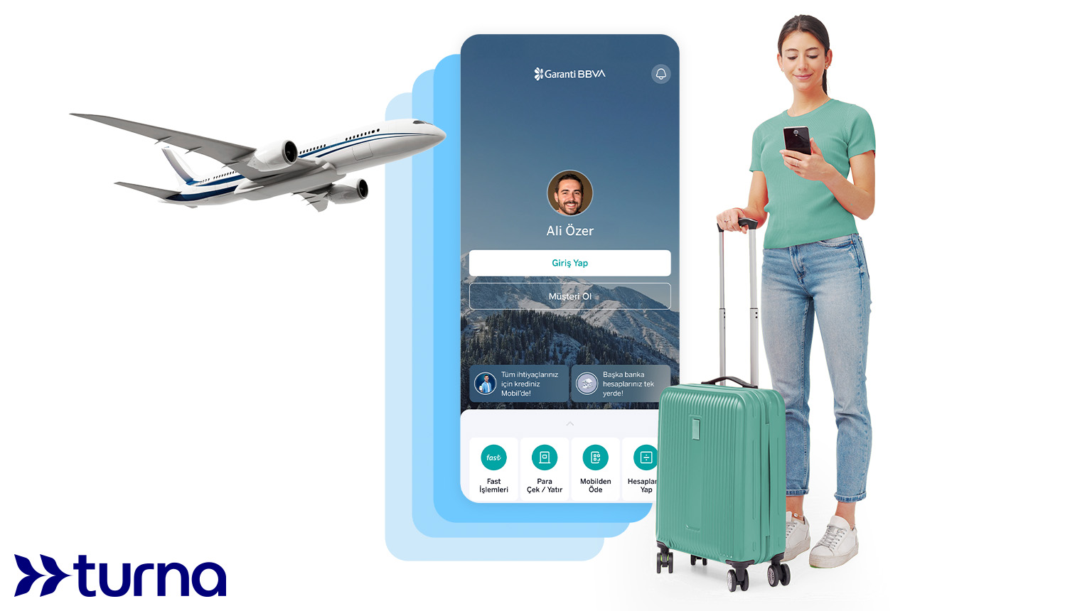 TURNA750 kodu ile Garanti BBVA Mobil’den müşterimiz olun, Turna’da 1.000 TL ve üzeri uçak bileti satın alımına 750 TL indirim kazanın! Üstelik Bonus ile 1.000 TL harcamanıza 750 TL bonus fırsatından yararlanın!
