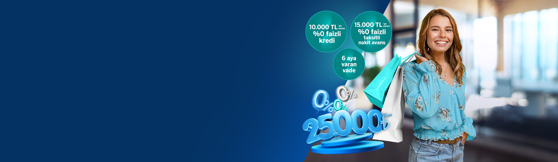 25.000 TL'ye Varan %0 Faizli Kredi ve Taksitli Nakit Avans!
